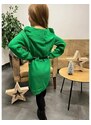By Mini - butik Svetrové hoodie šaty s páskem green