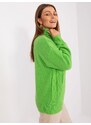 Fashionhunters Světle zelený pletený svetr s dlouhým rukávem