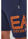 Bavlněné šortky EA7 Emporio Armani tmavomodrá barva