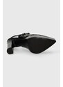 Kožené lodičky Karl Lagerfeld SOIREE PLATFORM černá barva, na podpatku, s odkrytou patou, KL93114