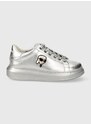 Kožené sneakers boty Karl Lagerfeld KAPRI stříbrná barva, KL62531M