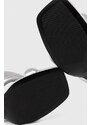 Kožené pantofle Karl Lagerfeld IKON HEEL dámské, stříbrná barva, na podpatku, KL39005A