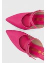 Kožené pantofle Kat Maconie Hailey dámské, růžová barva, na podpatku