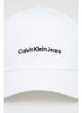Bavlněná baseballová čepice Calvin Klein Jeans bílá barva, s aplikací