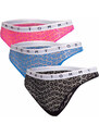 Tommy Hilfiger 3Pack tanga kalhotky UW0UW025240VH Black/Pink/Blue