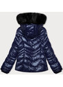 Krátká dámská prošívaná zimní bunda v švestkové barvě s kapucí J Style (58M23068-4)
