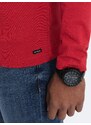 Ombre Clothing Pánské tričko s dlouhým rukávem a knoflíky u výstřihu - červené V7 OM-LSCL-0107