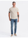 Ombre Clothing Pánské bavlněné tričko s kontrastními vsadkami - krémové V7 S1632