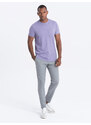 Ombre Clothing Pánské pletené tričko s kapsou - fialové V1 S1621
