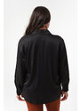 Lafaba Women's Black Plus Size Satin Shirt