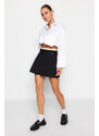 Trendyol Black Double Belt Detail Pleated Mini Woven Skirt