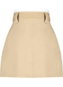 Trendyol Beige Double-Belt Detail Pleated Mini Woven Skirt