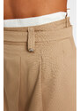 Trendyol Beige Double-Belt Detail Pleated Mini Woven Skirt