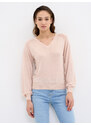 Big Star Woman's V-neck_sweater Sweater 160996 Gold Wool-800