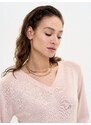Big Star Woman's V-neck_sweater Sweater 160996 Gold Wool-800