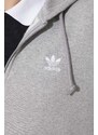 Mikina adidas Originals pánská, šedá barva, s kapucí, melanžová