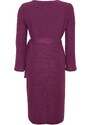 Trendyol Curve Dark Purple Double Breasted Midi Knitted Dress