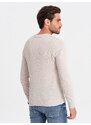 Ombre Clothing Pánský svetr s texturou a půlkulatým výstřihem - béžový V6 OM-SWSW-0104