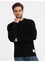 Ombre Clothing Pánský svetr s texturou a půlkulatým výstřihem - černý V4 OM-SWSW-0104