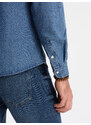 Ombre Clothing Pánská džínová košile na patentky s kapsami - modrá V2 OM-SHDS-0115