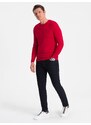 Ombre Clothing Klasický pánský svetr s kulatým výstřihem - červený V5 OM-SWBS-0106