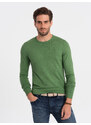 Ombre Classic men's sweater with round neckline - green