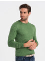 Ombre Clothing Klasický pánský svetr s kulatým výstřihem - zelený V13 OM-SWBS-0106