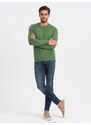 Ombre Clothing Klasický pánský svetr s kulatým výstřihem - zelený V13 OM-SWBS-0106