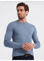 Ombre Clothing Pánský klasický svetr s kulatým výstřihem - světle modrý V10 OM-SWBS-0106
