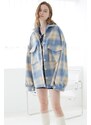 Madmext Mad Girls Turquoise Plaid Jacket Mg042