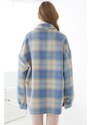 Madmext Mad Girls Turquoise Plaid Jacket Mg042