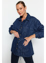 Trendyol Dark Blue Belt Denim Shirt