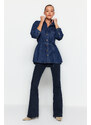 Trendyol Dark Blue Belt Denim Shirt