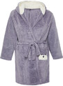 Trendyol Curve Gray Animal Figured Wellsoft Knitted Dressing Gown