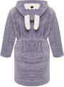 Trendyol Curve Gray Animal Figured Wellsoft Knitted Dressing Gown