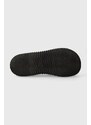 Pantofle Calvin Klein TEXTURE HYBRID SLIDE dámské, černá barva, na platformě, HW0HW01850