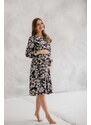 milk & love Těhotenské, kojící šaty, dl.rukáv, Lovely Midi Dress Black print