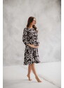 milk & love Těhotenské, kojící šaty, dl.rukáv, Lovely Midi Dress Black print