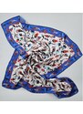 BURSA IPEQ Hedvábný šátek s motivem květin bílo-modrý 85x85 cm