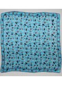 BURSA IPEQ Hedvábný šátek s motivem květin modrý 85x85 cm