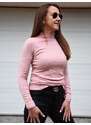 Růžový basic svetr s rolákem