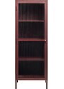 Vínově červená kovová vitrína Unique Furniture Bronco 160 x 58 cm