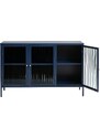 Modrá kovová vitrína Unique Furniture Bronco 85 x 132 cm
