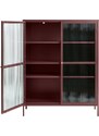 Vínově červená kovová vitrína Unique Furniture Bronco 140 x 111 cm