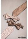 Avantgard Béžová luxusní pánská slim kravata s hnědým vzorem