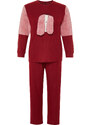 Trendyol Curve Burgundy Plush Detailed Knitted Pajamas Set