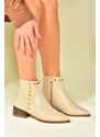 Fox Shoes Beige Staple Detailed Women's Boots