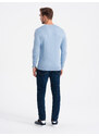 Ombre Clothing Elegantní pánský svetr s výstřihem - světle modrý V10 OM-SWBS-0107
