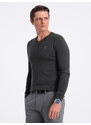 Ombre Clothing Elegantní pánský svetr s výstřihem - grafitový V17 OM-SWBS-0107