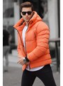 Madmext Orange Stand Collar Hooded Men's Puffer Coat 6805